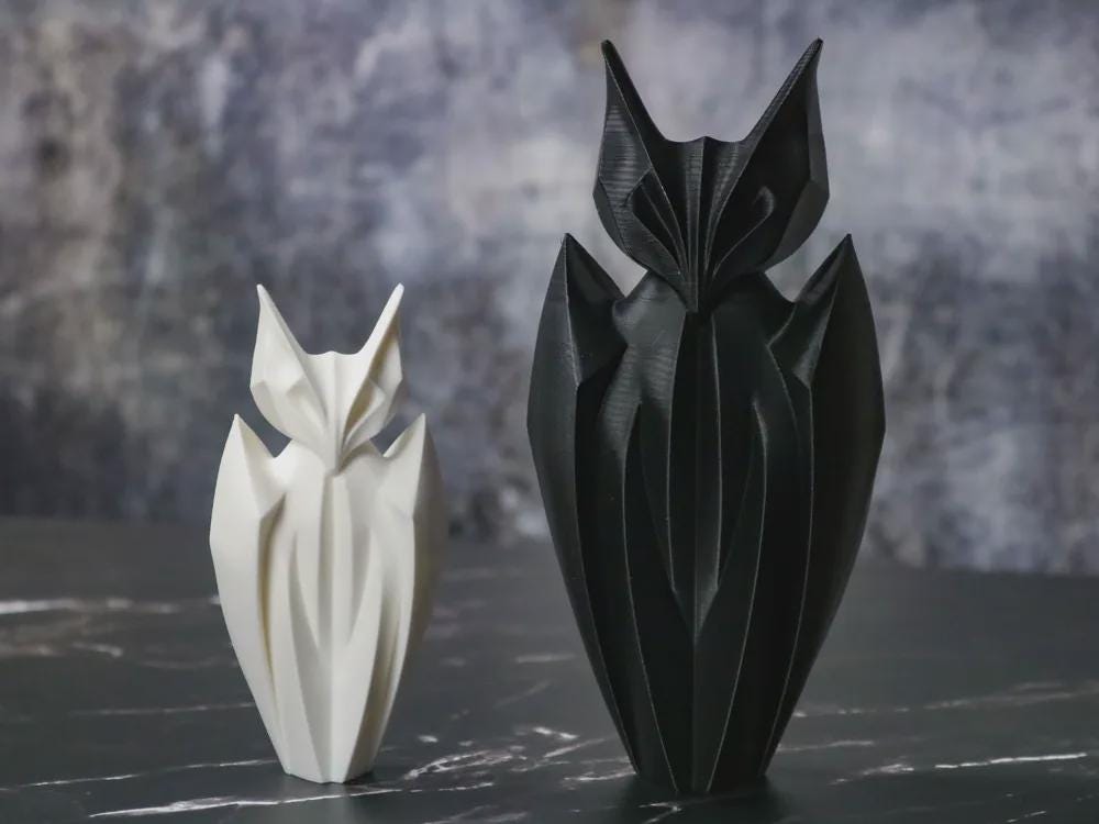 Minimalistische Fledermaus-Skulptur | Abstract Bat Figure | Gothic Design Deko | Dunkle Ästhetik