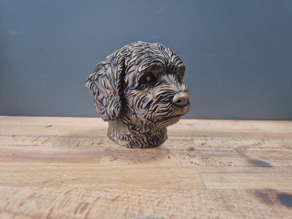 Coton de Tuléar Büste – Hochdetaillierte Realistic Coton de Tulear Dog Bust | Handbemalt & 3D Printed | Extremely Detailed Sculpture