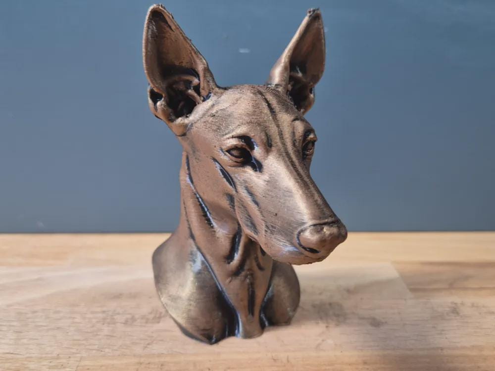 Pharaonenhund Büste – Realistic Pharaoh Hound Dog Bust | Handbemalt & 3D-Printed – Hochdetaillierte Skulptur