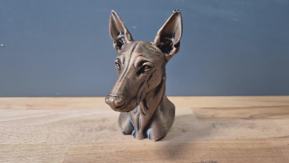 Pharaonenhund Büste – Realistic Pharaoh Hound Dog Bust | Handbemalt & 3D-Printed – Hochdetaillierte Skulptur