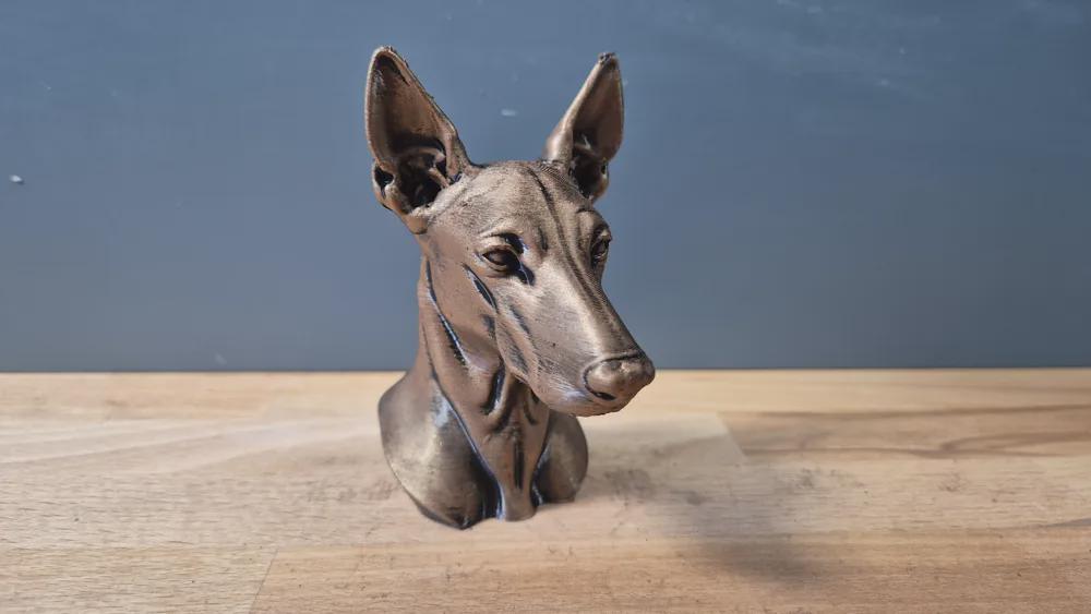 Pharaonenhund Büste – Realistic Pharaoh Hound Dog Bust | Handbemalt & 3D-Printed – Hochdetaillierte Skulptur