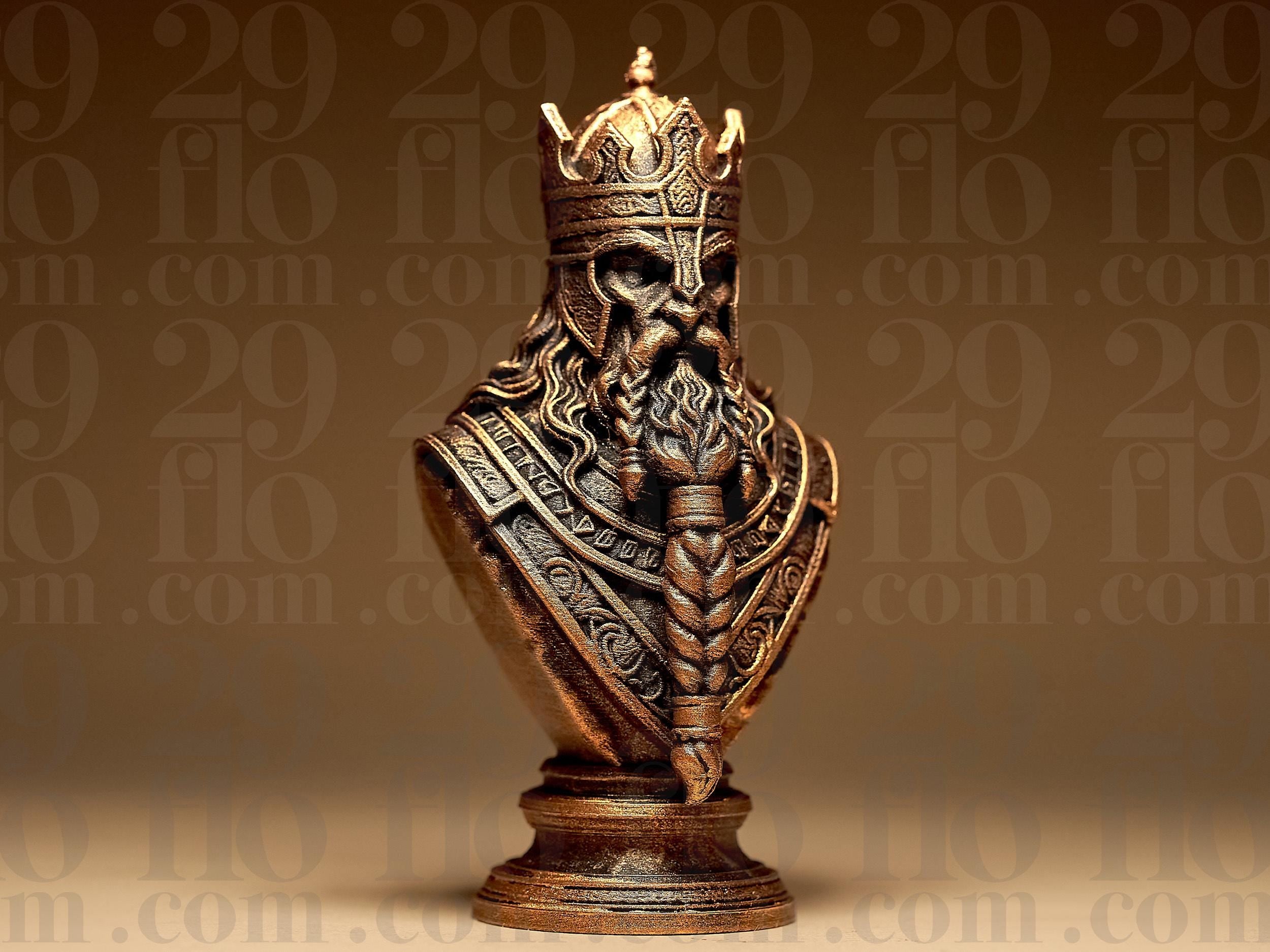 Wikinger Schachfiguren Set | Viking Chess Pieces | Nordische Mythologie Deko | Mittelalter Schach | Handbemalte Büsten Fehn-factory.de