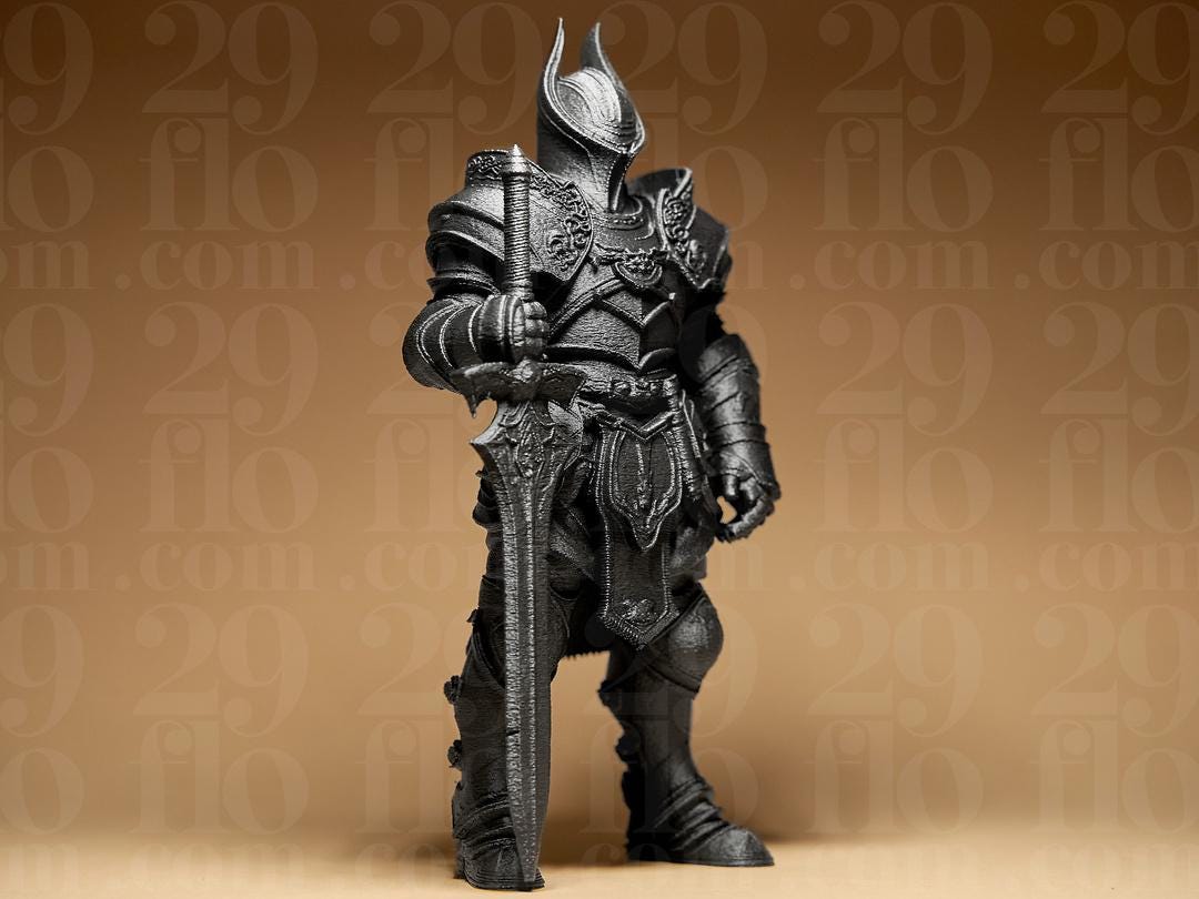 Dunkle Ritter Skulptur | Dark Fantasy Knight Statue | Mittelalter Krieger Figur | Souls-like Rüstung Deko Fehn-factory.de