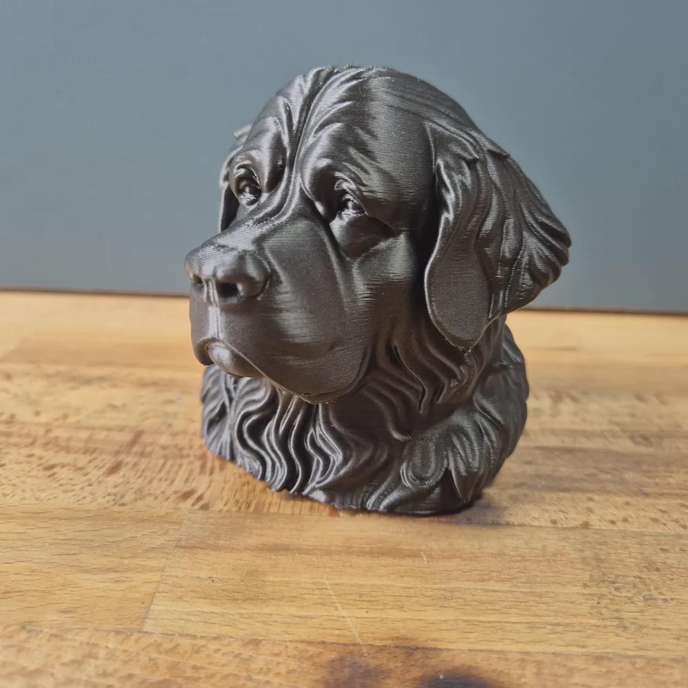 Neufundländer Büste – Realistic Newfoundland Dog Bust | Handbemalt & 3D-Printed – Hochdetaillierte Skulptur Fehn-factory.de