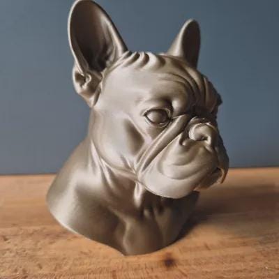 Französische Bulldogge Büste – Realistic French Bulldog Dog Bust | Handbemalt & 3D-Printed – Hochdetaillierte Skulptur Fehn-factory.de