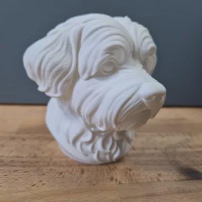Malteser Büste – Realistic Maltese Dog Bust | Handbemalt & 3D-Printed – Hochdetaillierte Skulptur Fehn-factory.de