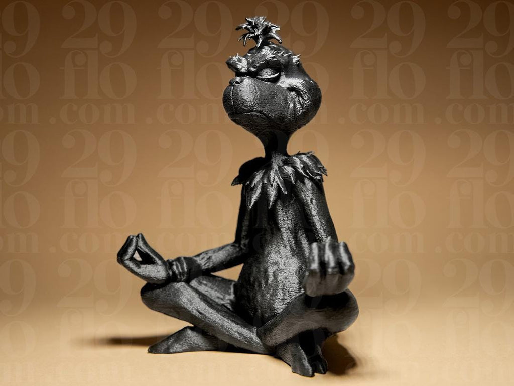 Meditating Grinch Figurine | Yoga Zen Statue | Dark Christmas Deko | Anti-Festlich