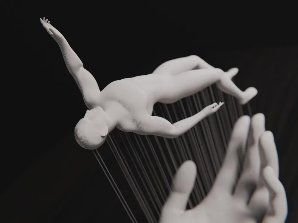 Ungebunden Skulptur | Minimalistische Figur | Abstrakte Körperstatue | Design Deko Hand