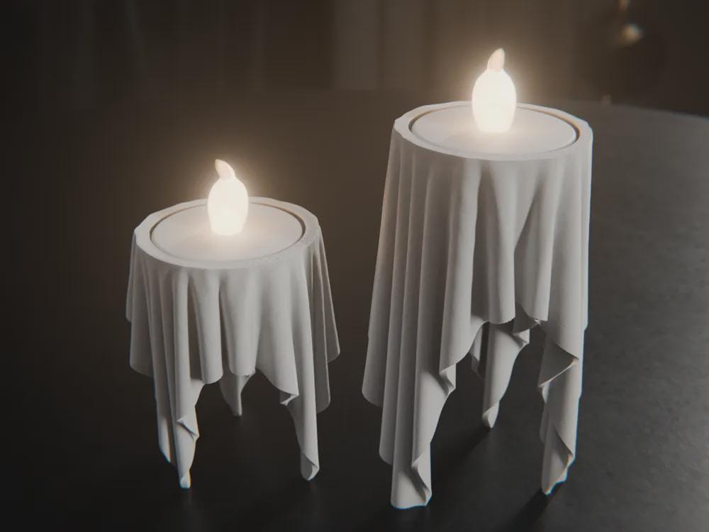 Schwimmende Stoffkerze Set | 2er Set LED Teelichthalter | Abstraktes Design | Moderne Deko
