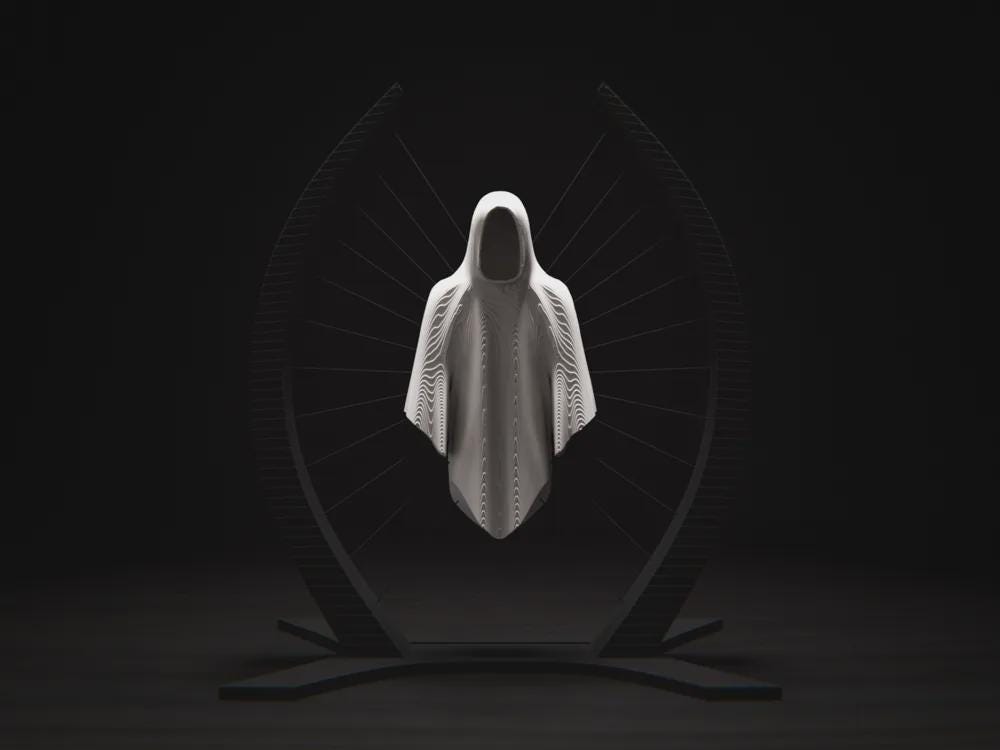 Schwebender Geist Skulptur | Fadenkunst Halloween Deko | Gothic Dementor Figur | Abstrakte Deko