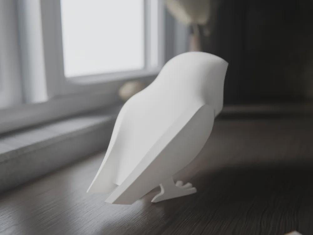 Minimalistische Schleiereule | Moderne Vogelfigur | Skandinavische Deko | Abstrakte Tierstatue