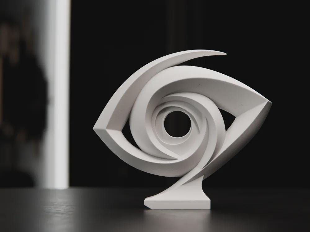 Wirbelauge Skulptur | Abstrakte Augenfigur | Minimalistisches Design | Moderne Konzeptkunst Fehn-factory.de