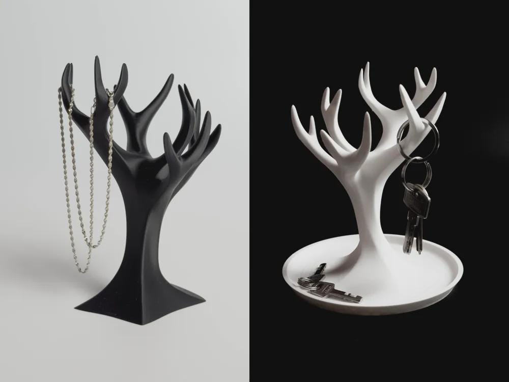Minimalistischer Schlüssel- & Schmuck-Organizer | Geweih Baum Design | Moderne Ablage Deko | Abstrakte Skulptur