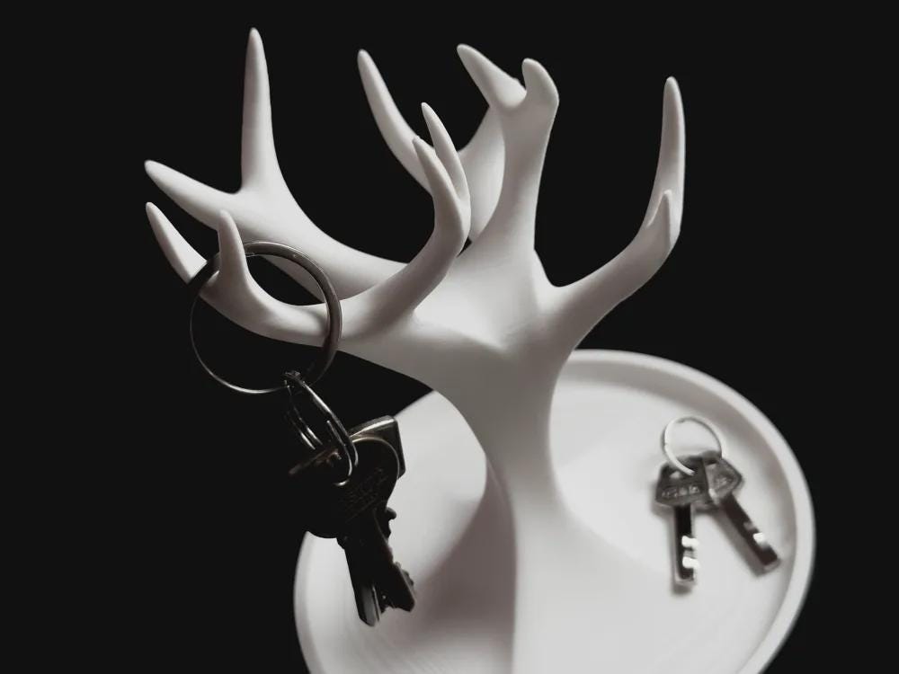 Minimalistischer Schlüssel- & Schmuck-Organizer | Geweih Baum Design | Moderne Ablage Deko | Abstrakte Skulptur
