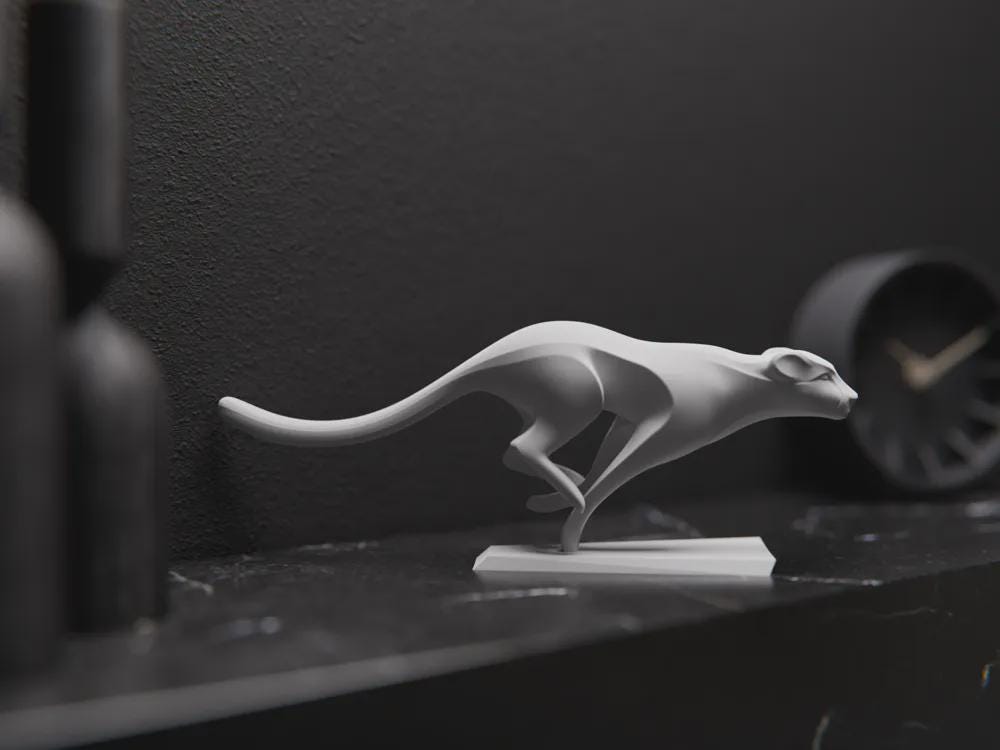Minimalistische Geparden Skulptur | Dynamische Tierfigur | Modern Design Deko | High-Speed Ästhetik