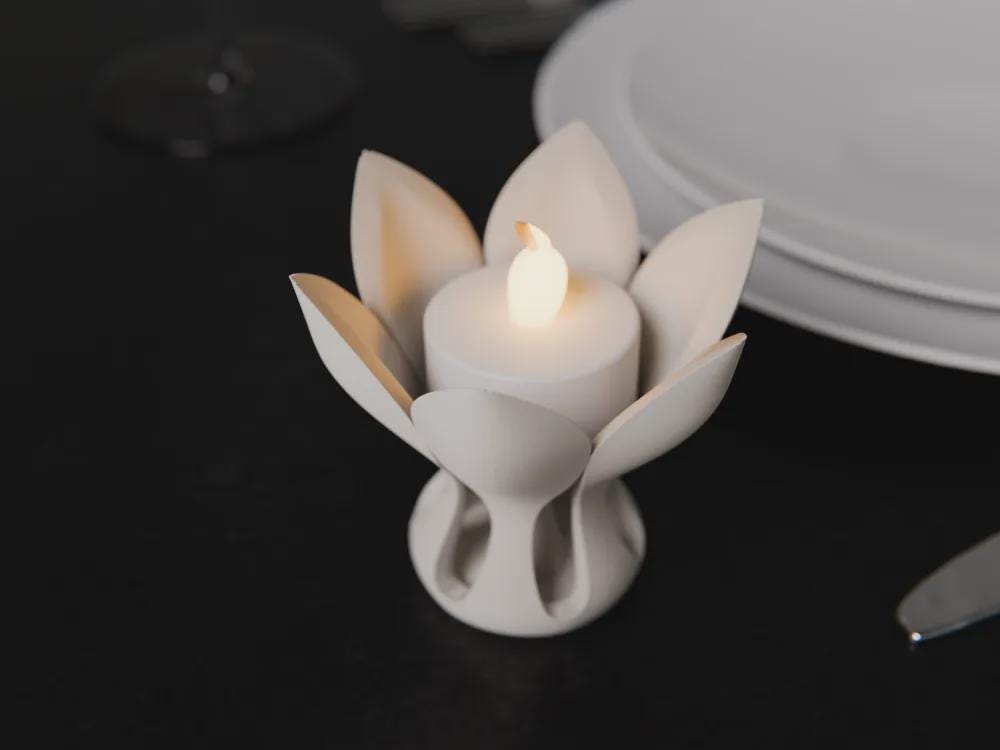 Blüten Teelichthalter | Organische Design Lampe | Minimalistische Florale Deko | LED Licht Fehn-factory.de