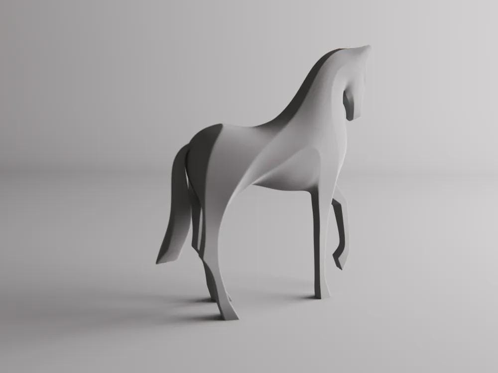 Abstrakte Pferde Skulptur | Fließende Linien Tierfigur | Dynamisches Design | Moderne Eleganz Fehn-factory.de