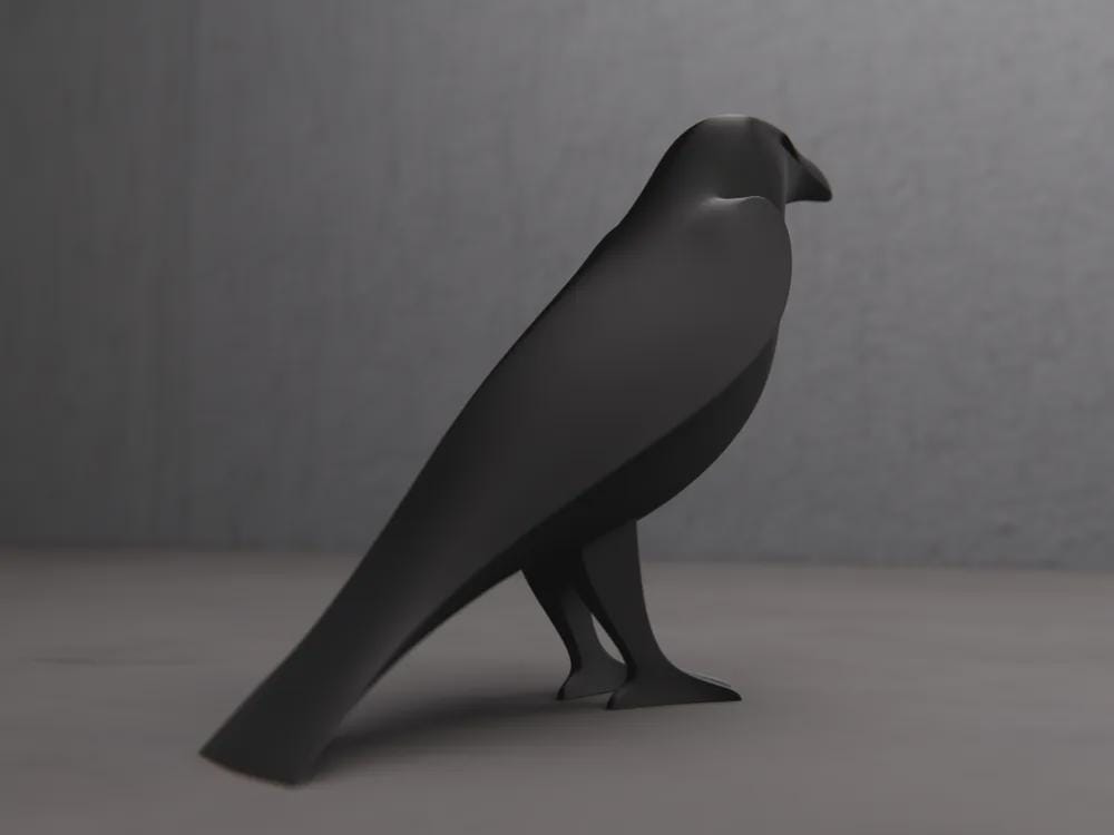 Krähe Skulptur | Abstrakte Vogelfigur | Gothic Minimalist Deko | Rabenfigur Fehn-factory.de