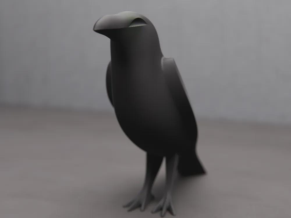 Krähe Skulptur | Abstrakte Vogelfigur | Gothic Minimalist Deko | Rabenfigur Fehn-factory.de
