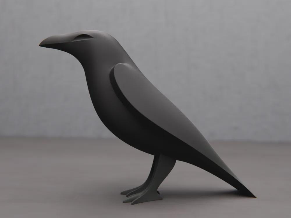 Krähe Skulptur | Abstrakte Vogelfigur | Gothic Minimalist Deko | Rabenfigur Fehn-factory.de