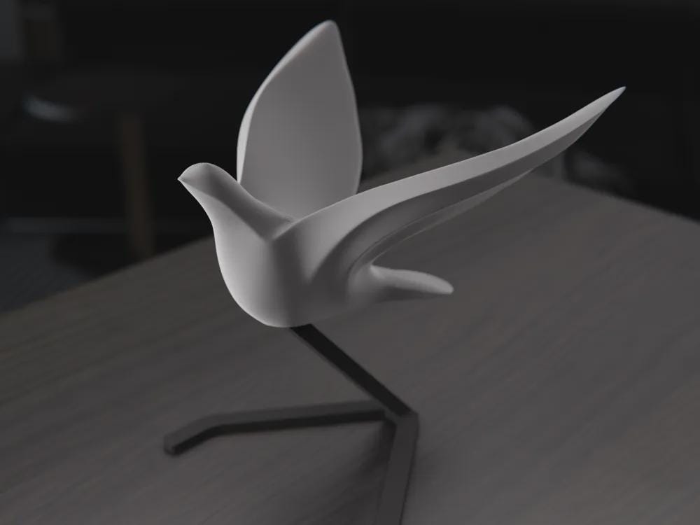 Minimalistische Tauben Skulptur | Symbol des Friedens | Modern Design Deko | Freifliegende Vogelfigur Fehn-factory.de