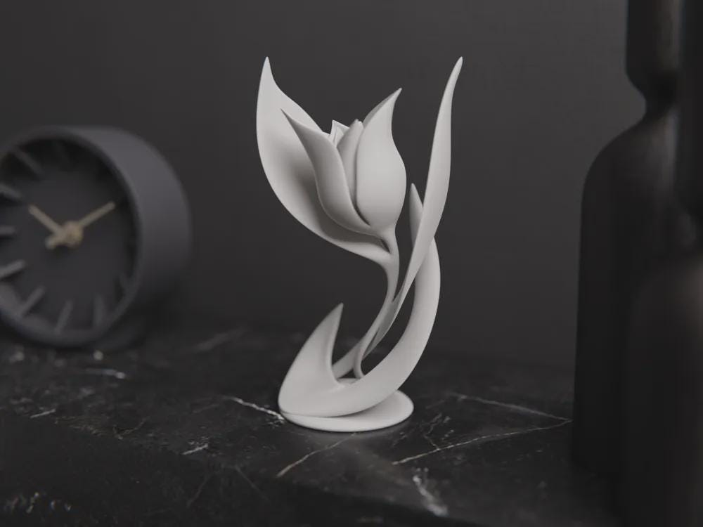 Minimalistische Blumen Skulptur | Abstraktes Blüten Design | Moderne Deko | Elegante Tulpe Figur Fehn-factory.de