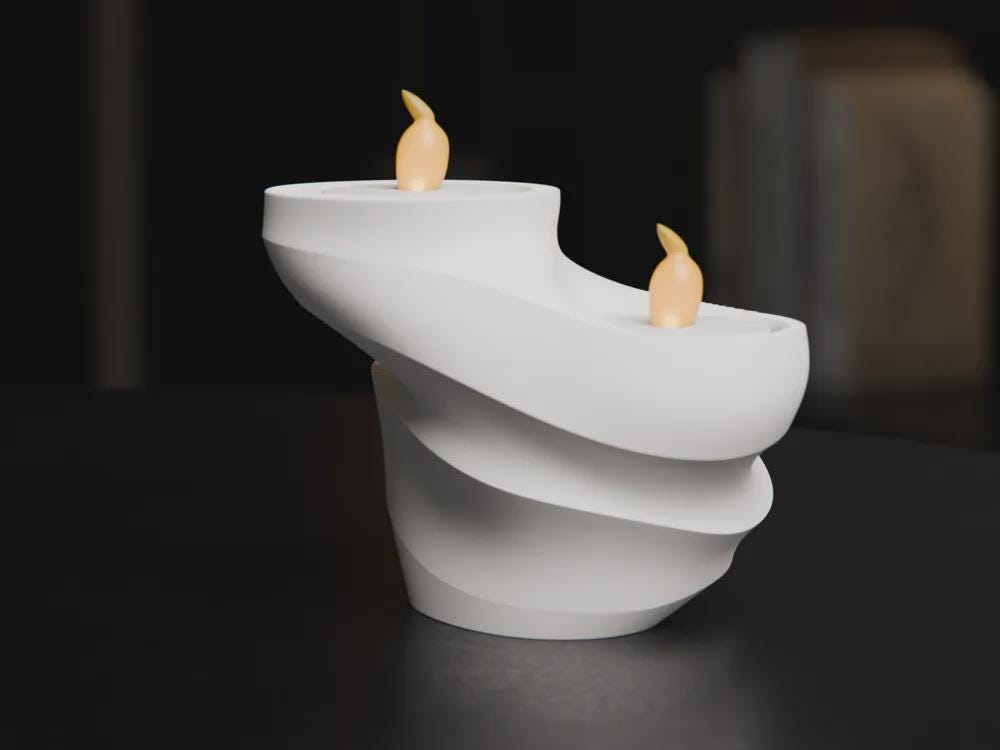 Wirbel Teelichthalter | Minimalistische LED Lampe | Modernes Spiral Design | Skulpturaler Kerzenständer Fehn-factory.de