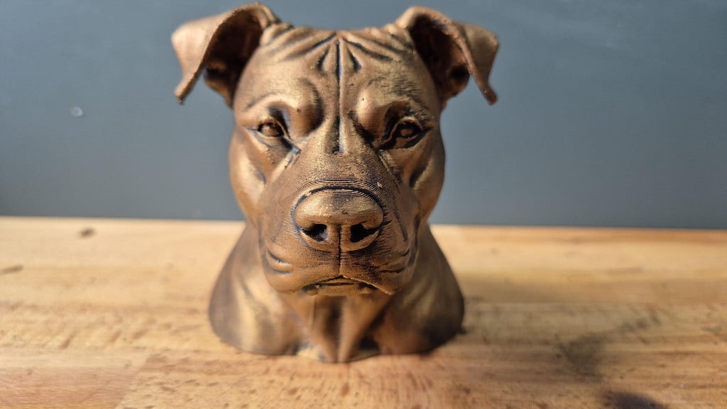 Realistic Pitbull Bust with Natural Ears / Realistische Pitbull Büste Fehn-factory.de
