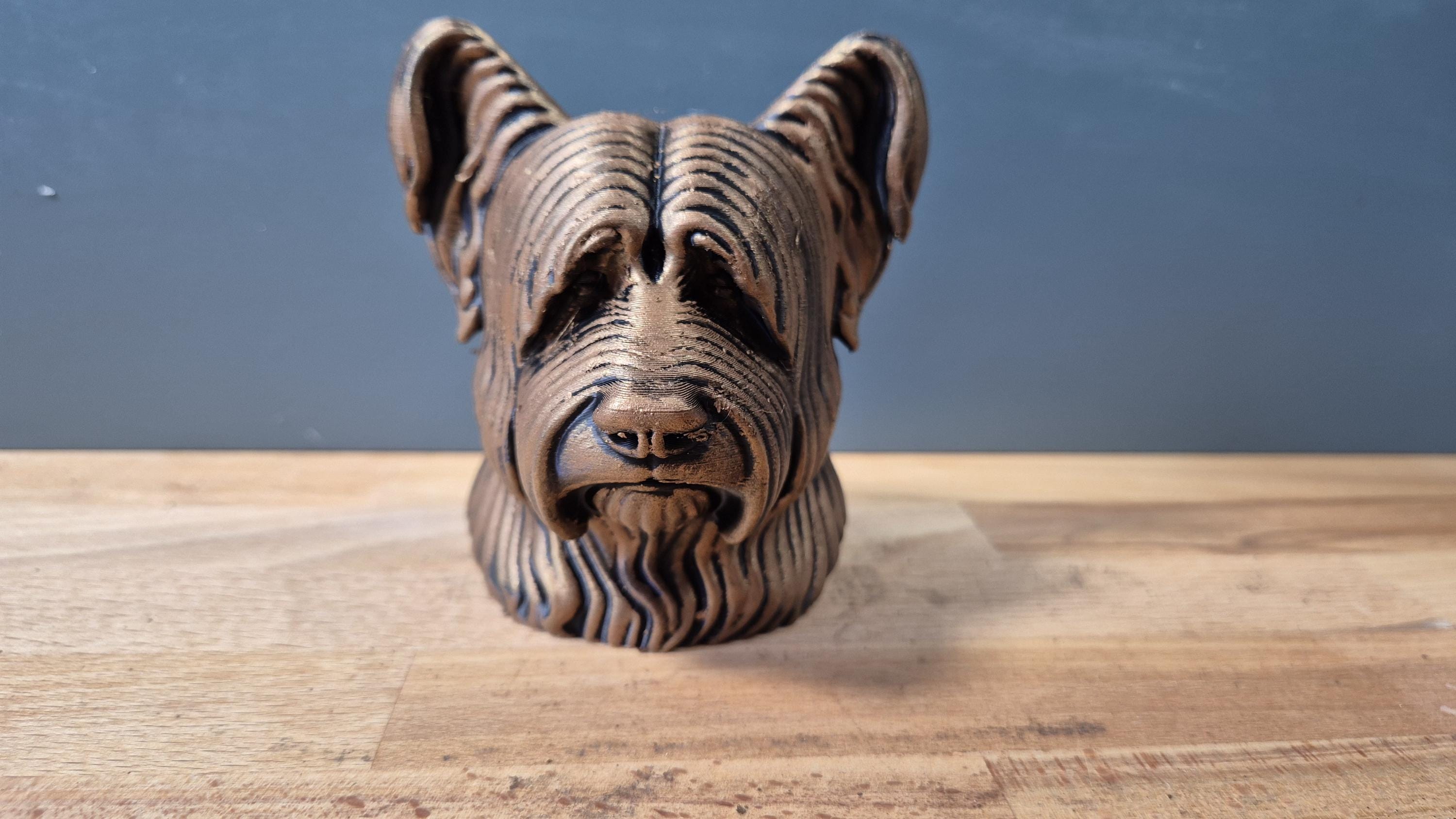 Skye Terrier Büste / Realistic Skye Terrier Bust - Handbemalt & Detailliert