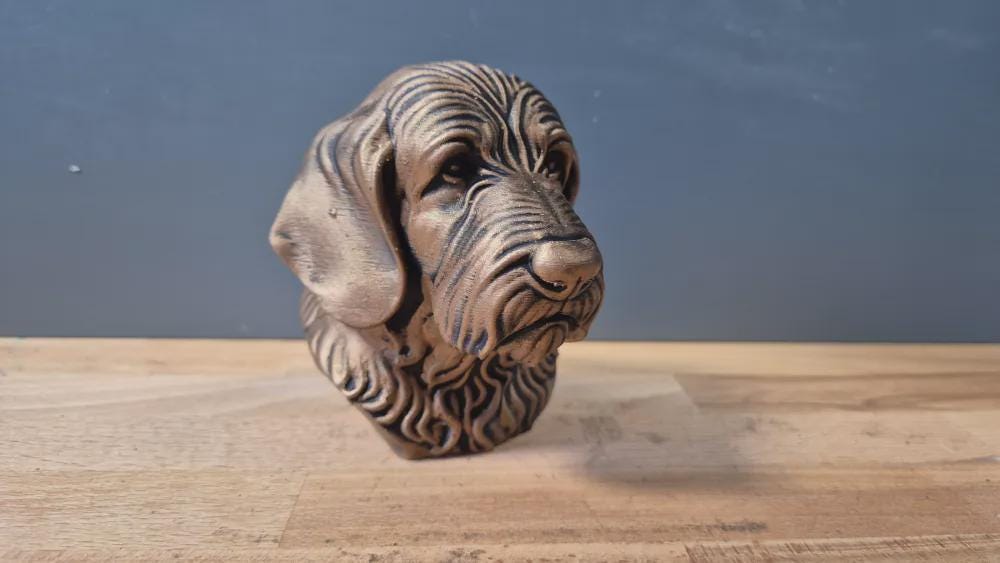 Otterhound Büste / Realistic Otterhound Bust - Handbemalt & Detailliert