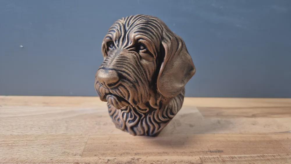 Otterhound Büste / Realistic Otterhound Bust - Handbemalt & Detailliert