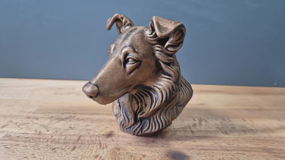 Smooth Collie Büste / Realistic Smooth Collie Bust - Handbemalt & Detailliert