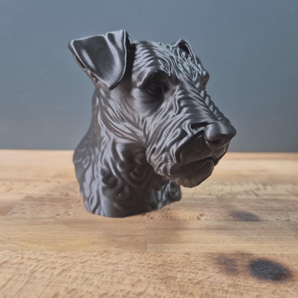 Lakeland Terrier Büste / Realistic Lakeland Terrier Bust - Handbemalt & Detailliert