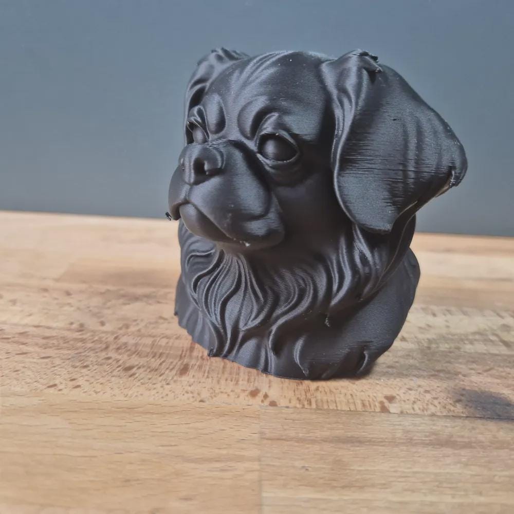 Tibetan Spaniel Büste / Realistic Tibetan Spaniel Bust - Handbemalt & Detailliert