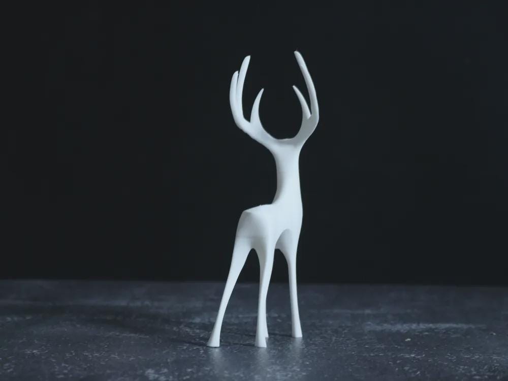 Hirschbock Skulptur | Minimalist Stag Figure | Moderne Tierstatue | Skandinavisches Design