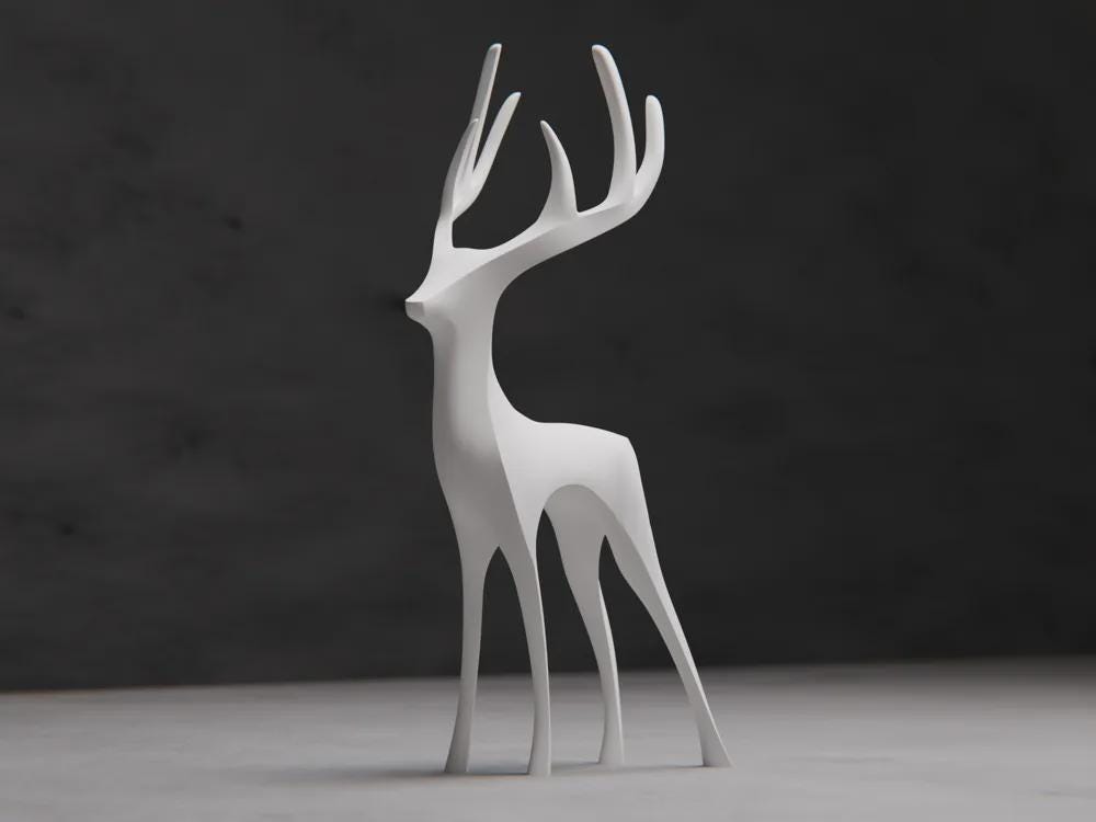 Hirschbock Skulptur | Minimalist Stag Figure | Moderne Tierstatue | Skandinavisches Design