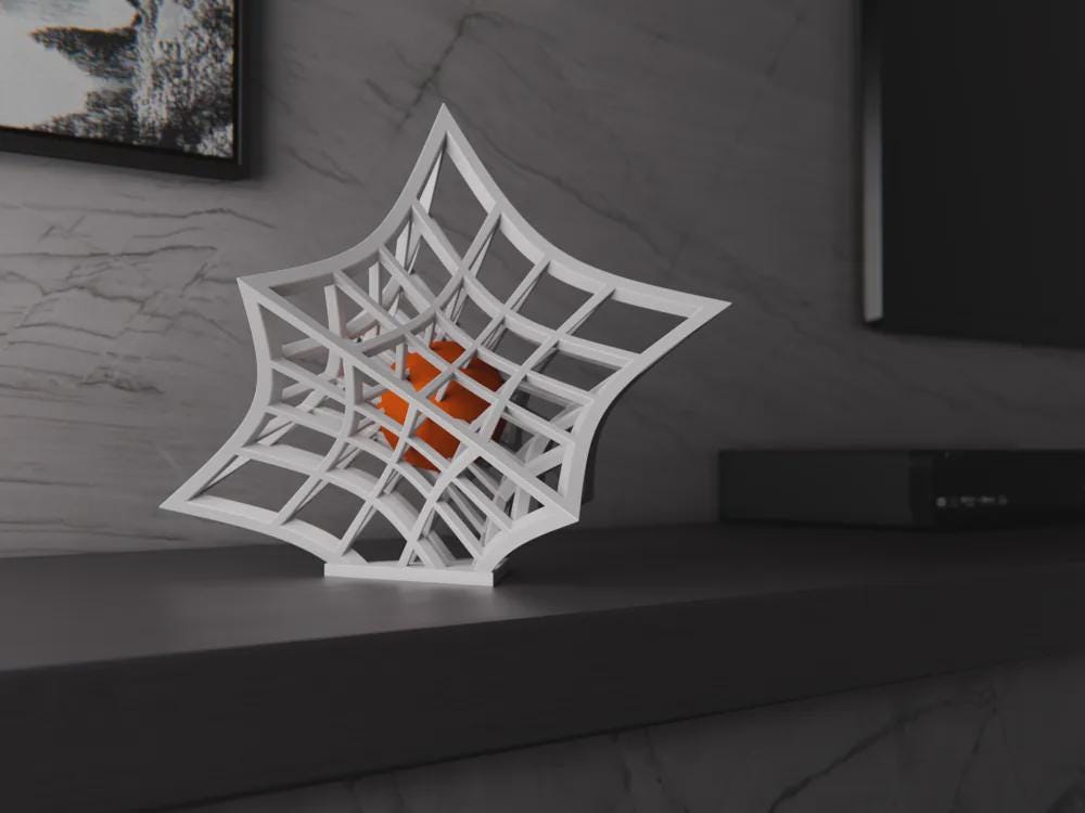 Verformung des Raumes | Geometric Lattice Sculpture | Abstrakte Gitterstruktur | Architektonische Deko