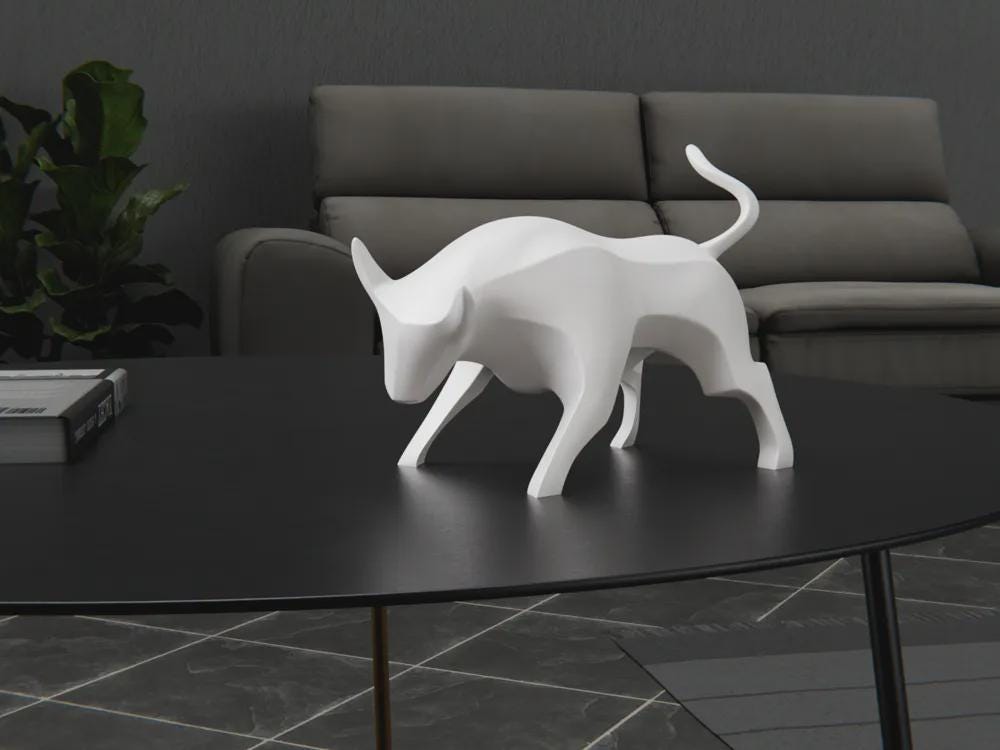 Stier Skulptur | Minimalist Bull Statue | Moderne Kraftfigur | Elegantes Design