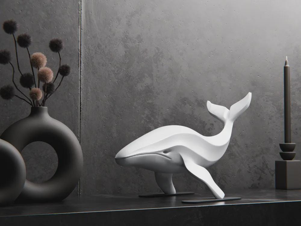 Wal Skulptur | Minimalist Whale Statue | Meerestier Figur | Elegantes Design