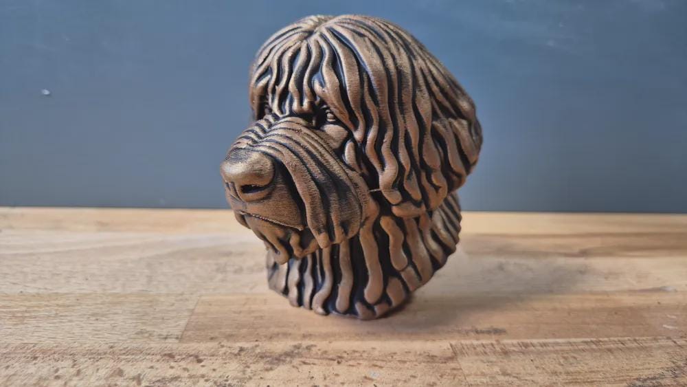 Komondor-Büste – Realistic Komondor Dog Bust | Handbemalt & 3D-Printed – Ultra-detaillierte Skulptur