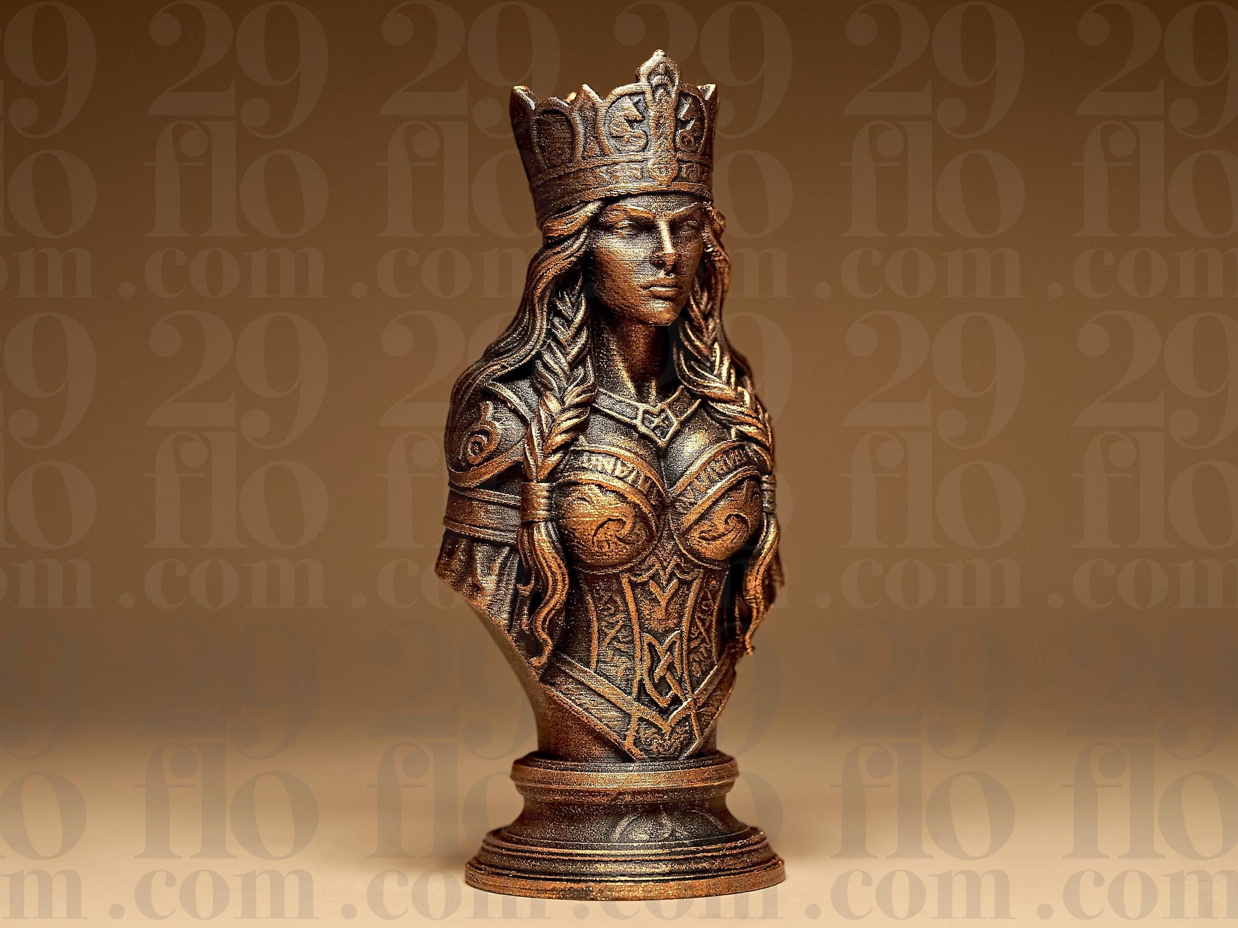 Wikinger Schachfiguren Set | Viking Chess Pieces | Nordische Mythologie Deko | Mittelalter Schach | Handbemalte Büsten Fehn-factory.de