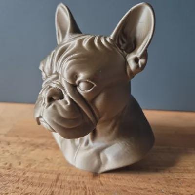 Französische Bulldogge Büste – Realistic French Bulldog Dog Bust | Handbemalt & 3D-Printed – Hochdetaillierte Skulptur Fehn-factory.de