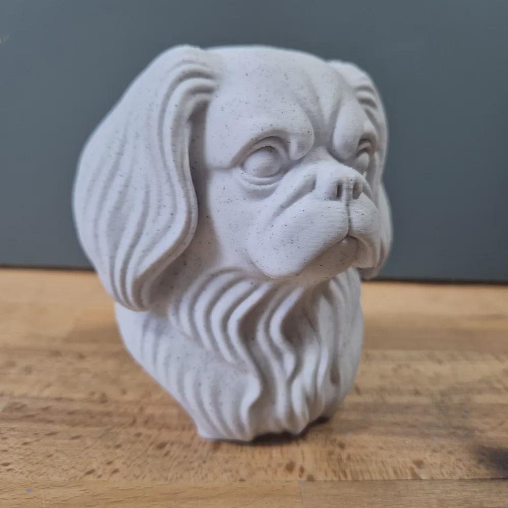 Pekinese Büste – Realistic Pekingese Dog Bust | Handbemalt & 3D-Printed – Hochdetaillierte Skulptur Fehn-factory.de