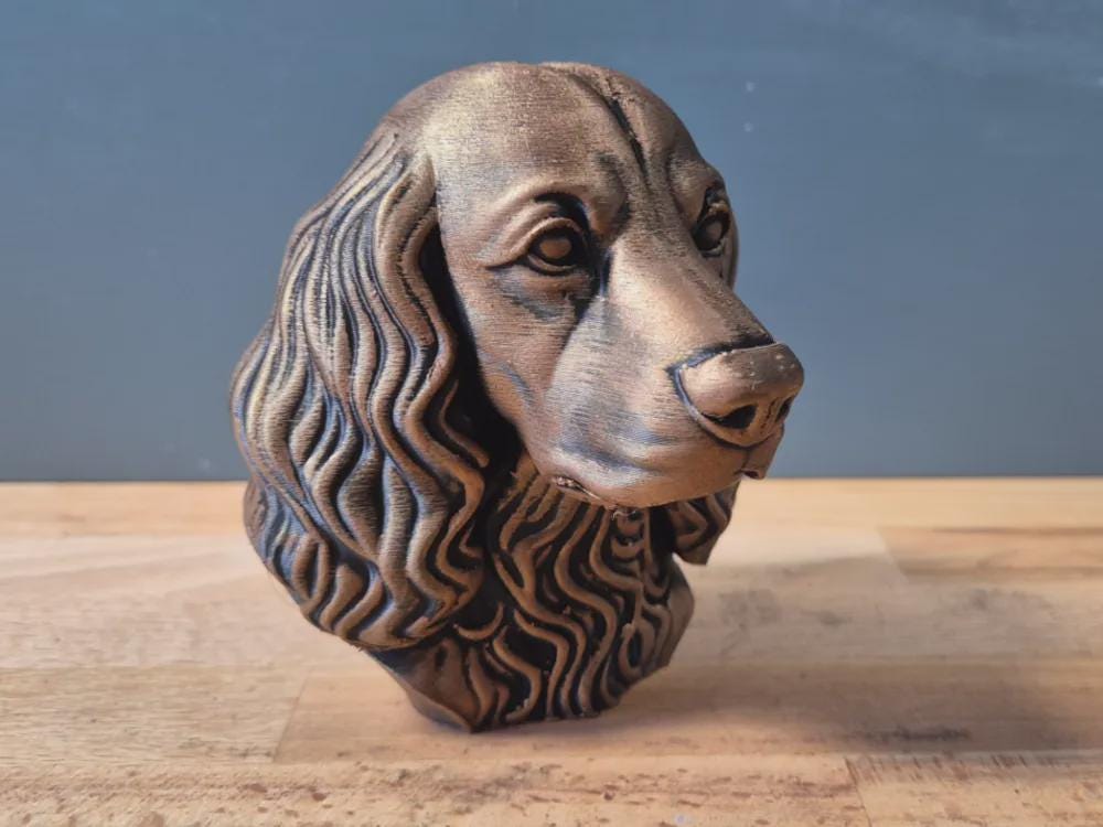 Field Spaniel Büste / Realistic Field Spaniel Bust – Handbemalt & Detailliert Fehn-factory.de