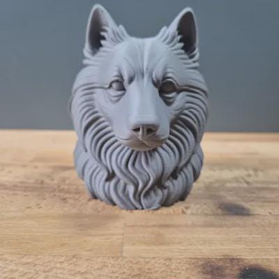 Keeshond Büste / Realistic Keeshond Dog Bust – Handbemalt & Detailliert Fehn-factory.de