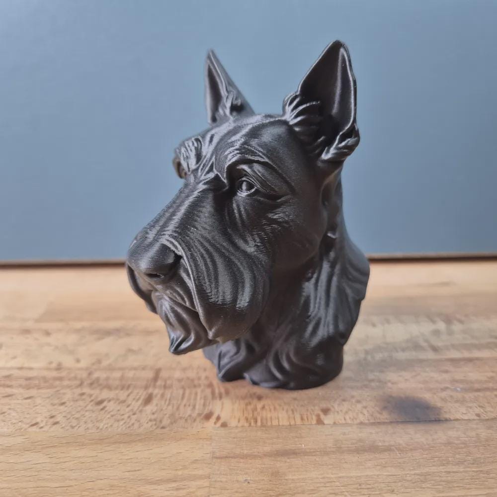 Scottish Terrier Büste / Realistic Scottish Terrier Bust – Handbemalt & Detailliert Fehn-factory.de