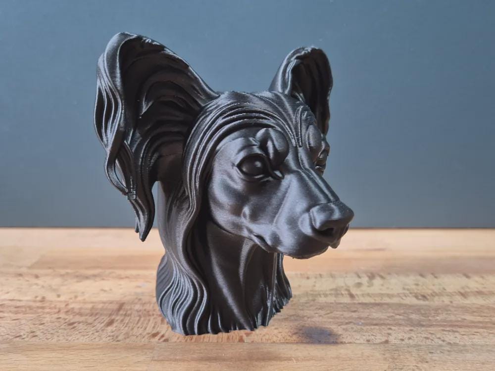 Chinesische Schopfhundbüste / Chinese Crested Bust – Hochdetaillierte Hundebüste, handbemalt als Unikat Fehn-factory.de
