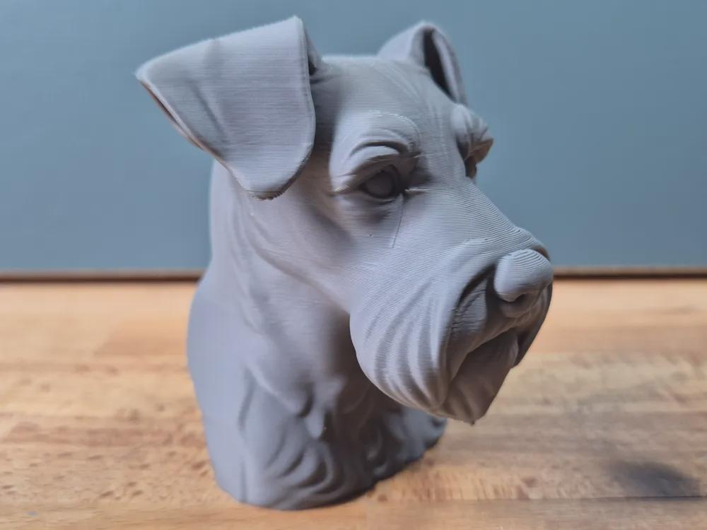 Miniatur-Schnauzer mit natürlichen Ohren Büste / Miniature Schnauzer with Natural Ears Bust – Handbemalt & Hochdetailliert Fehn-factory.de