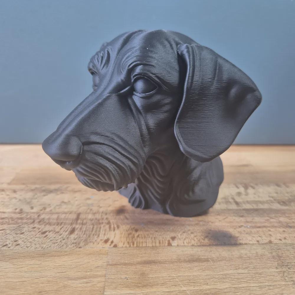 Drahthaar-Dackel-Büste / Realistic Wire-Haired Dachshund Bust – Handbemalt & Detailliert Fehn-factory.de