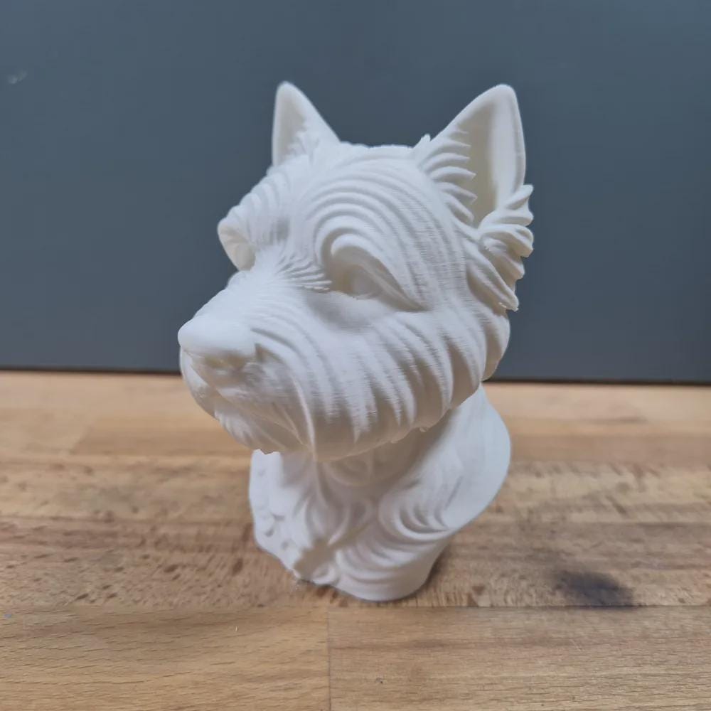 West Highland White Terrier Büste / Realistic West Highland White Terrier (Westie) Bust – Handbemalt & Detailliert Fehn-factory.de